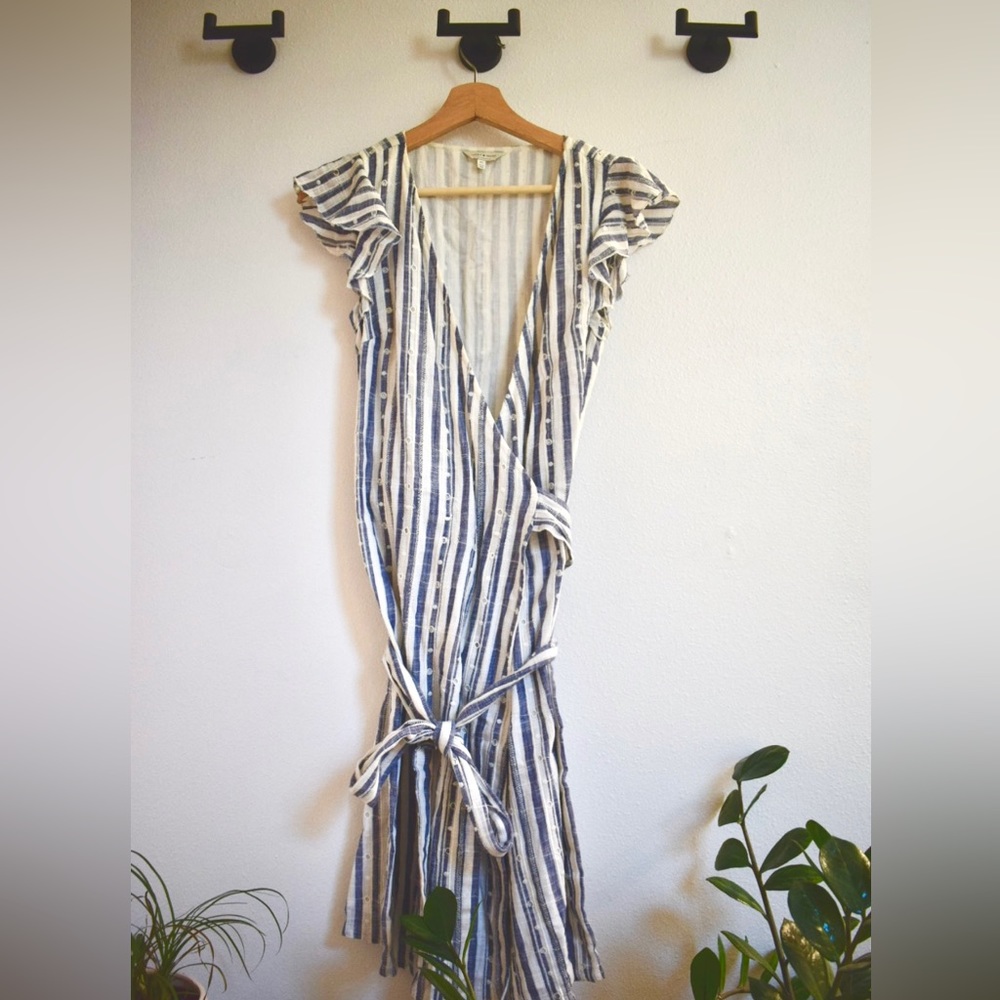 Blue and white striped dress